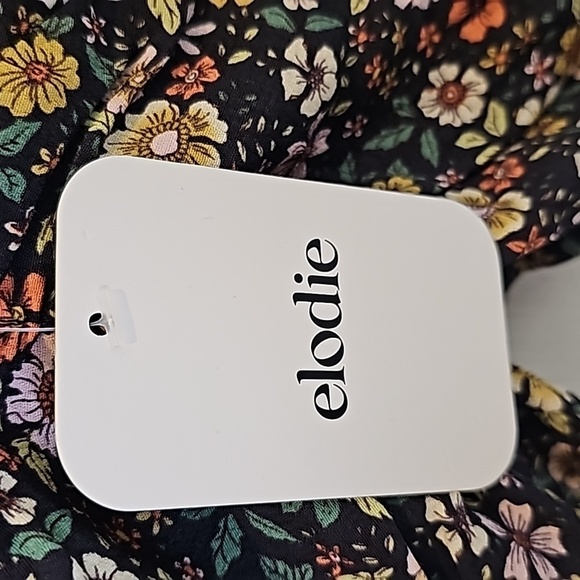 Elodie Floral Black Yellow Pink Elasticized Off Shoulder Rucshed Side Tie Top S - Picture 5 of 13